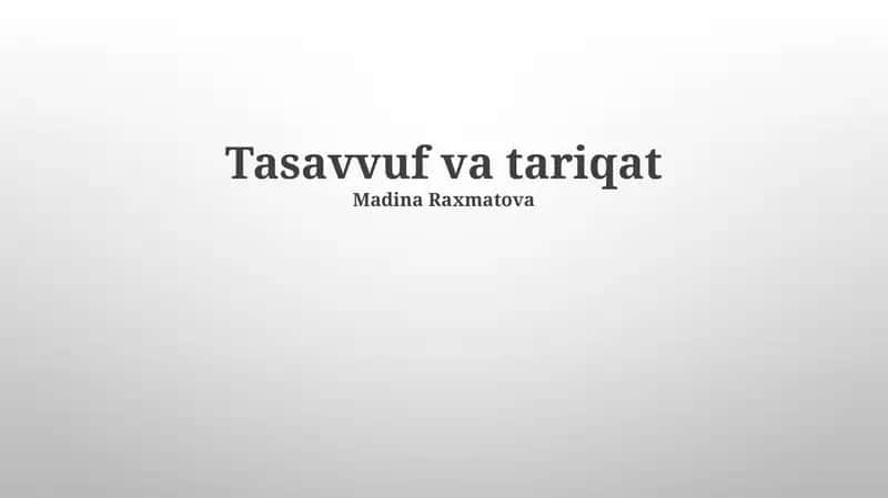 Tasavvuf va tariqat 1