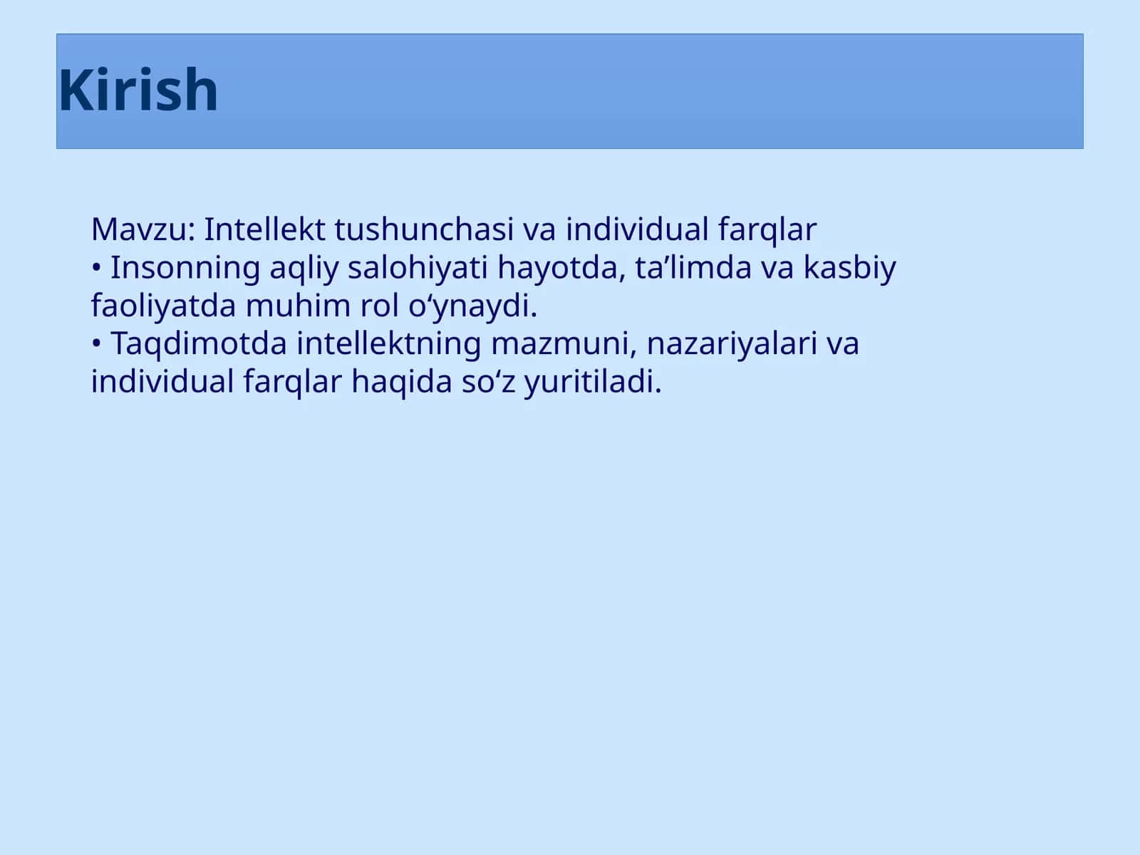 Intellekt tushunchasi va individual farqlar 1