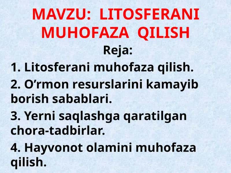 Litosfera ni muhofaza qilish 1