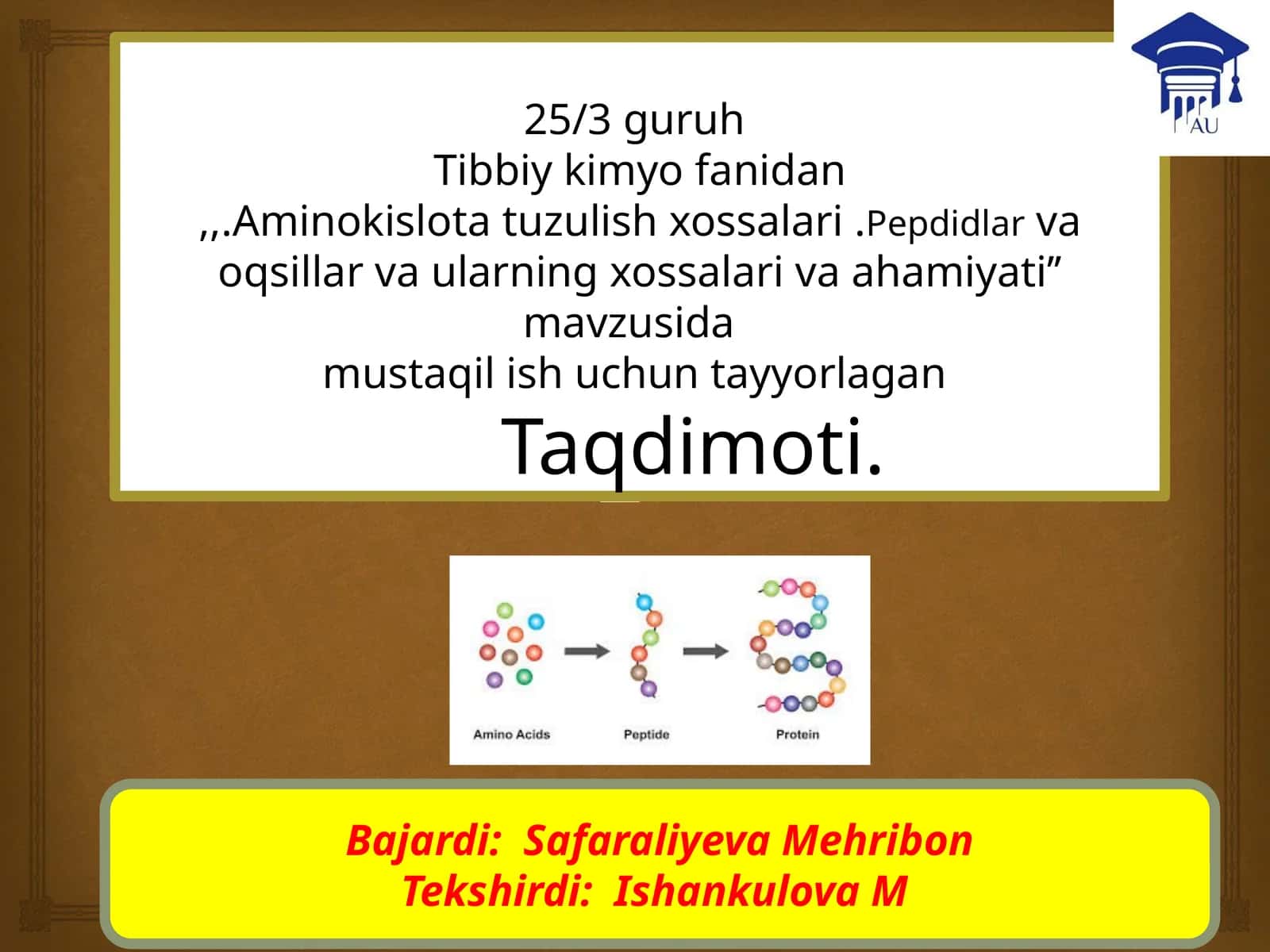 Aminokislotalar tuzilishi xossalari 1