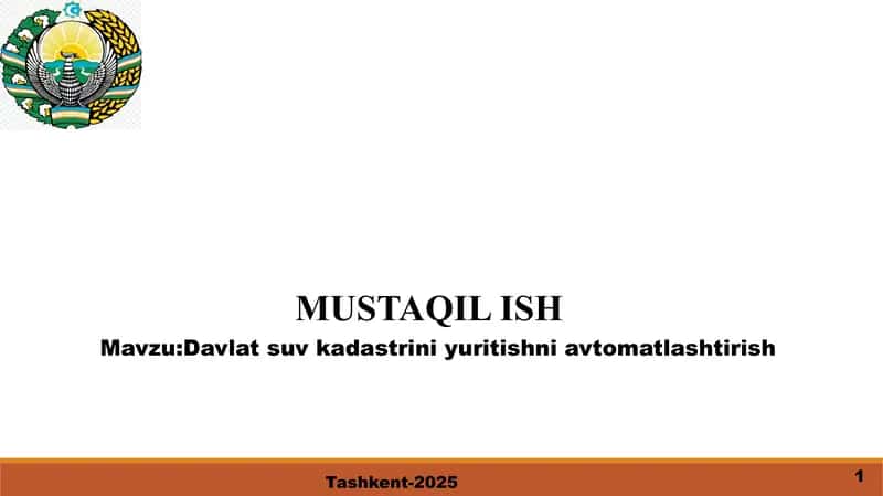 Davlat suv kadastrini yuritishni avtomatlashtirish 1