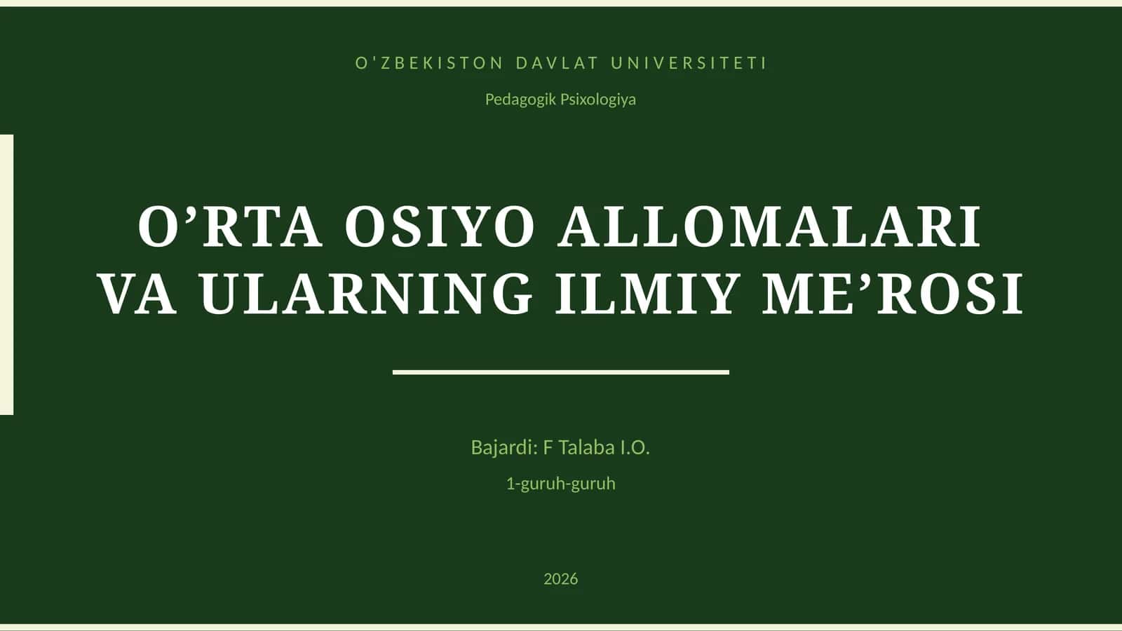 O’RTA OSIYO ALLOMALARI VA ULARNING ILMIY ME’ROSI 1