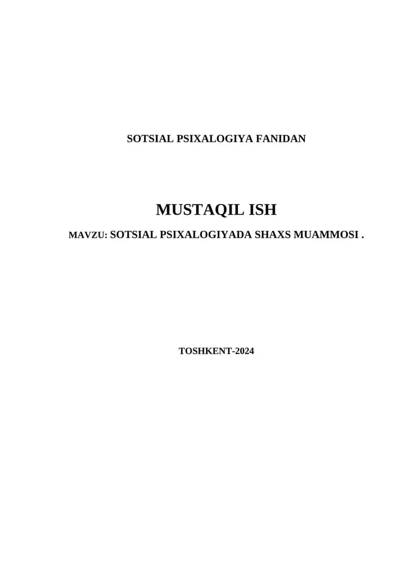 SOTSIAL PSIXALOGIYADA SHAXS MUAMMOSI 1