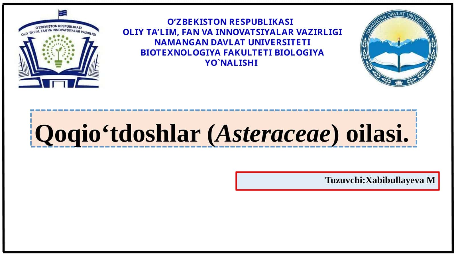 Qoqio‘tdoshlar(Asteraceae)oilasi 1