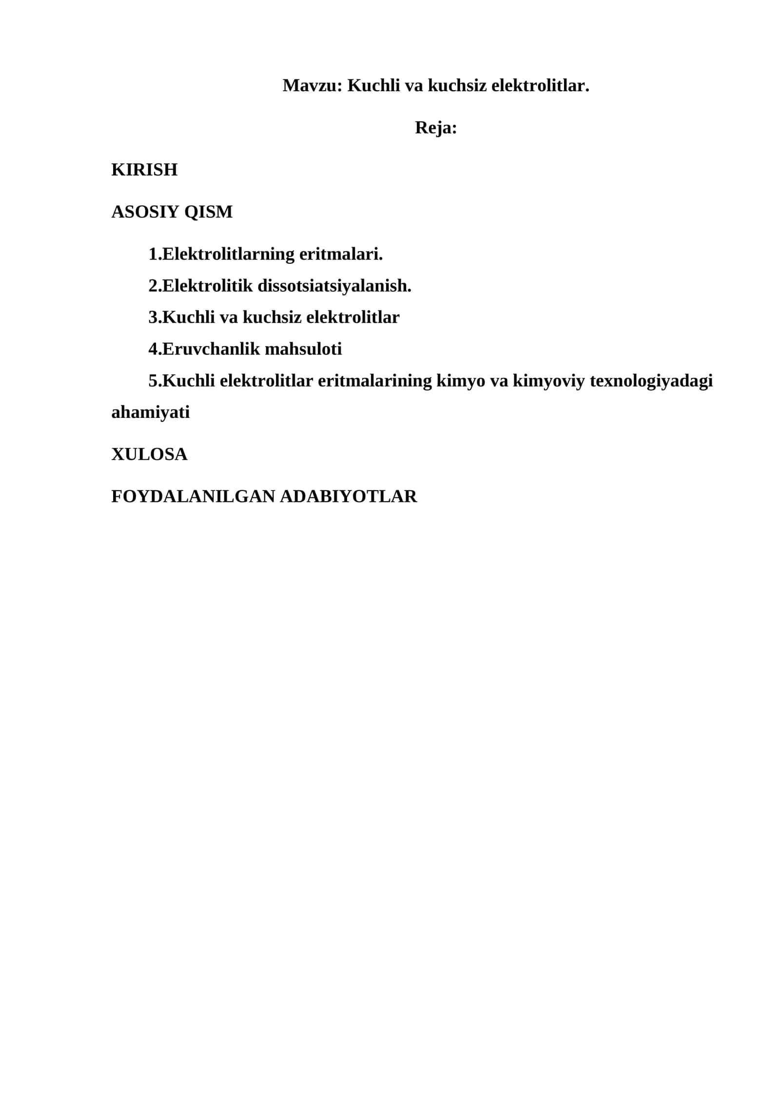 Kuchli va kuchsiz elektrolitlar 1