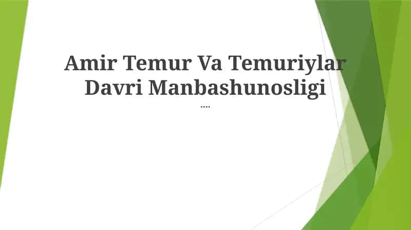 Amir Temur Va Temuriylar Davri Manbashunosligi 1