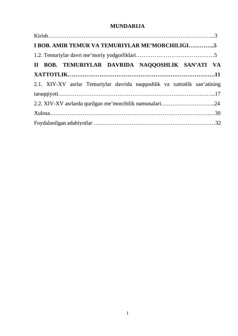 Amir Temur davri me'morchiligi va shaharsozligi 1