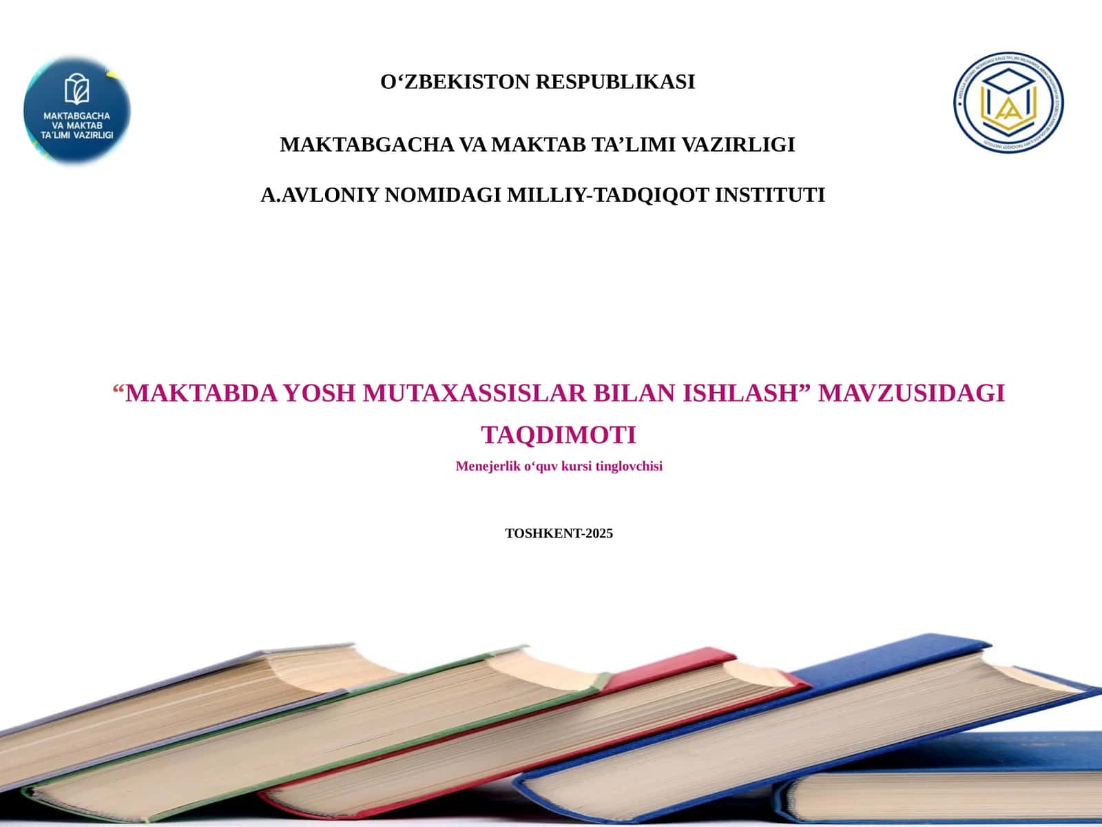 MAKTABDA YOSH MUTAXASSISLAR BILAN ISHLASH 1