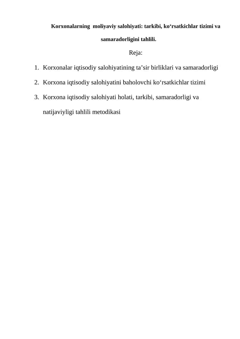 Korxonalar iqtisodiy salohiyati 1