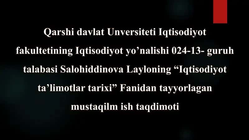 O'rta Osiyo Mutaffakirlari: Iqtisodiy G'oyalar 1