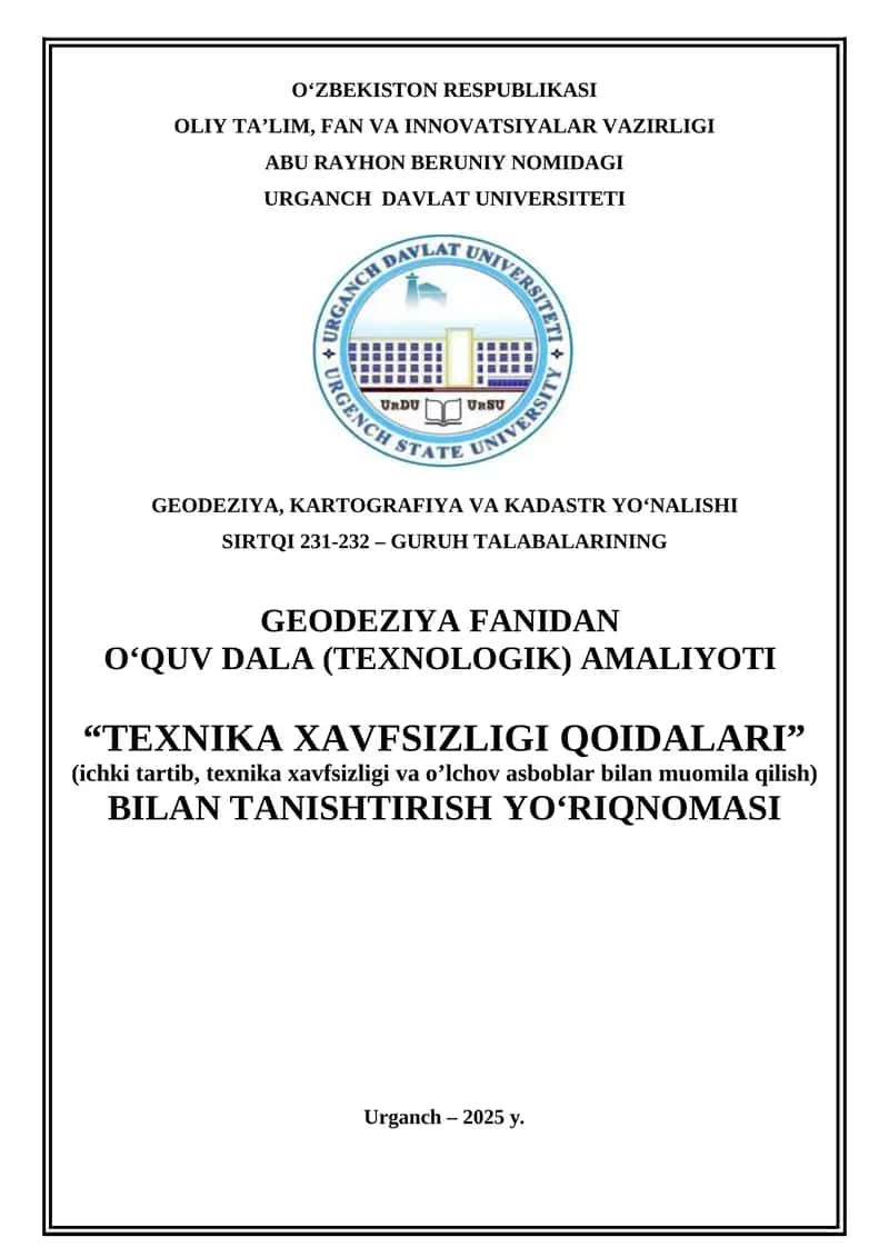 TEXNIKA XAVFSIZLIGI QOIDALARI 1