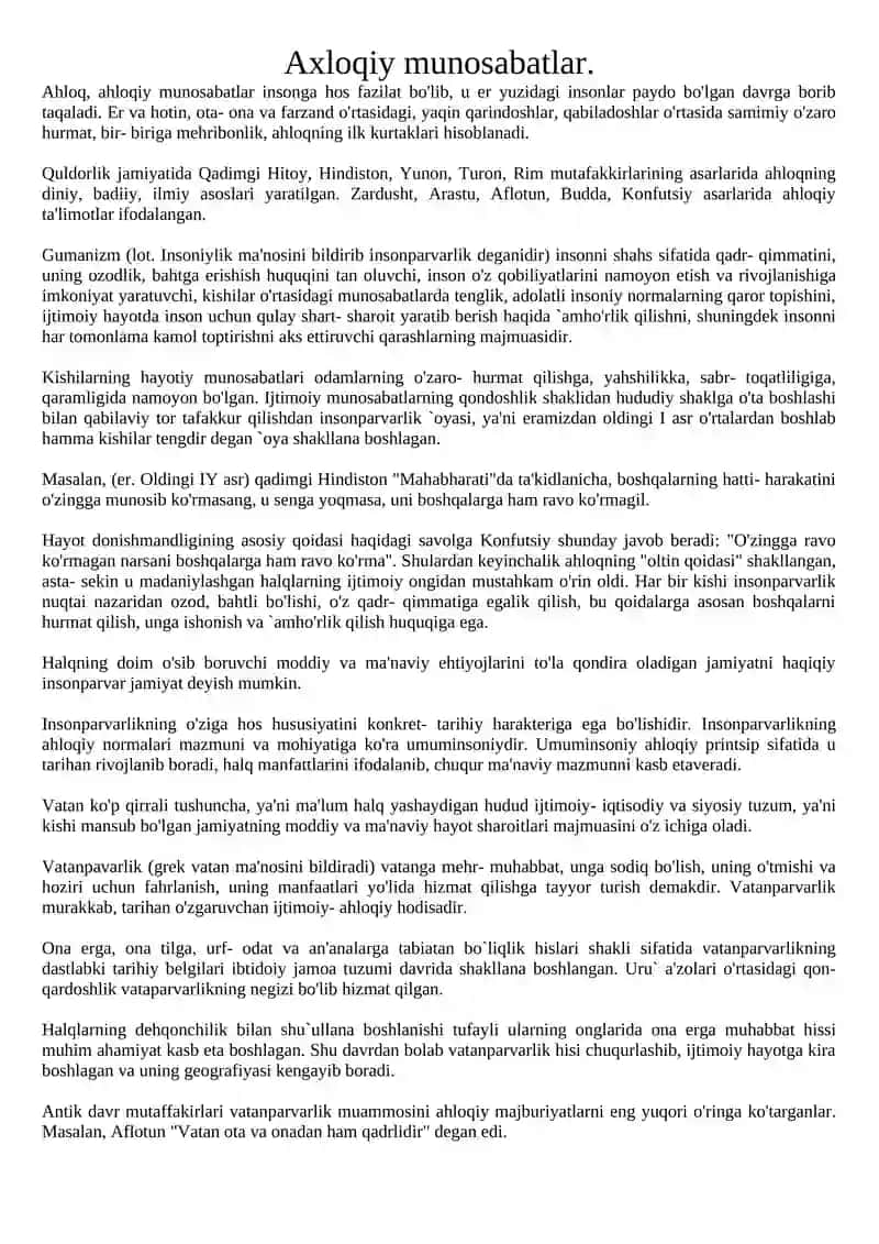 Axloqiy munosabatlar