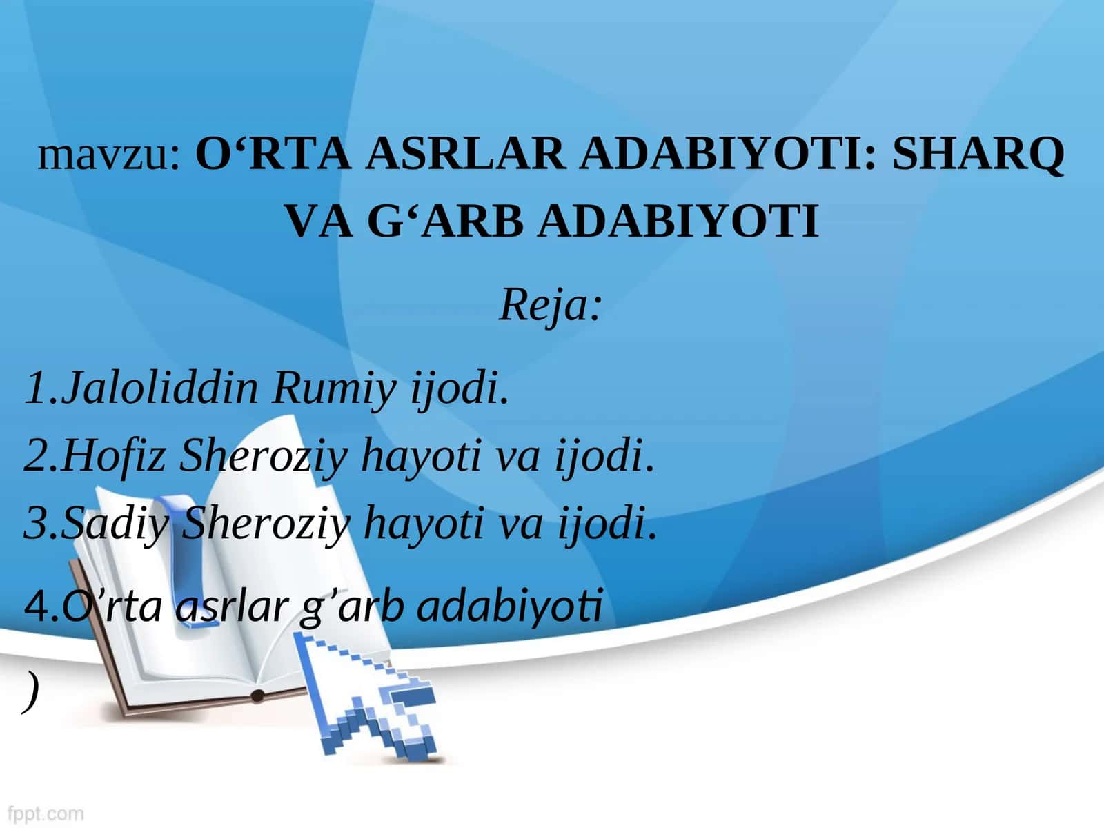 O‘RTA ASRLAR ADABIYOTI: SHARQ VA G‘ARB ADABIYOTI 1