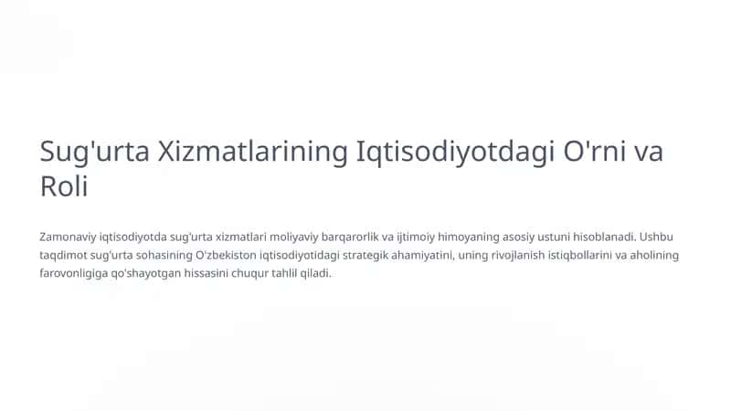 Sug'urta Xizmatlarining Iqtisodiyotdagi O'rni va Roli 1