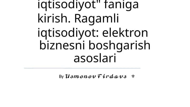 Ragamli iqtisodiyot: elektron 1