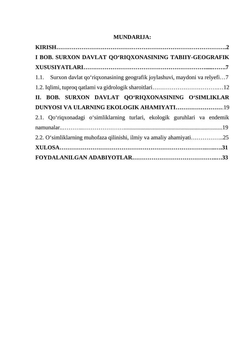 SURXON DAVLAT QO‘RIQXONASINING TABIIY-GEOGRAFIK XUSUSIYATLARI 1