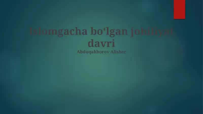 Islomgacha boʻlgan johiliyat davri 1