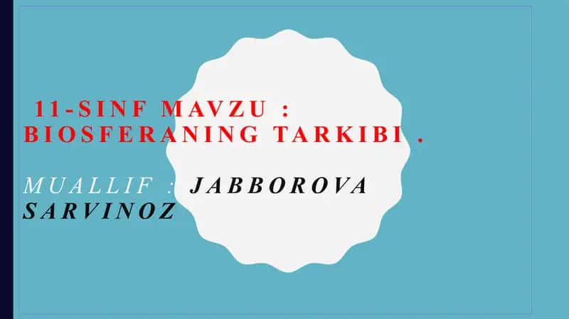 Biosferaning tarkibi 1