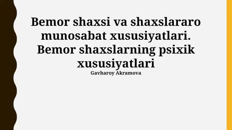 Davolash jarayoniga ta'siri 1