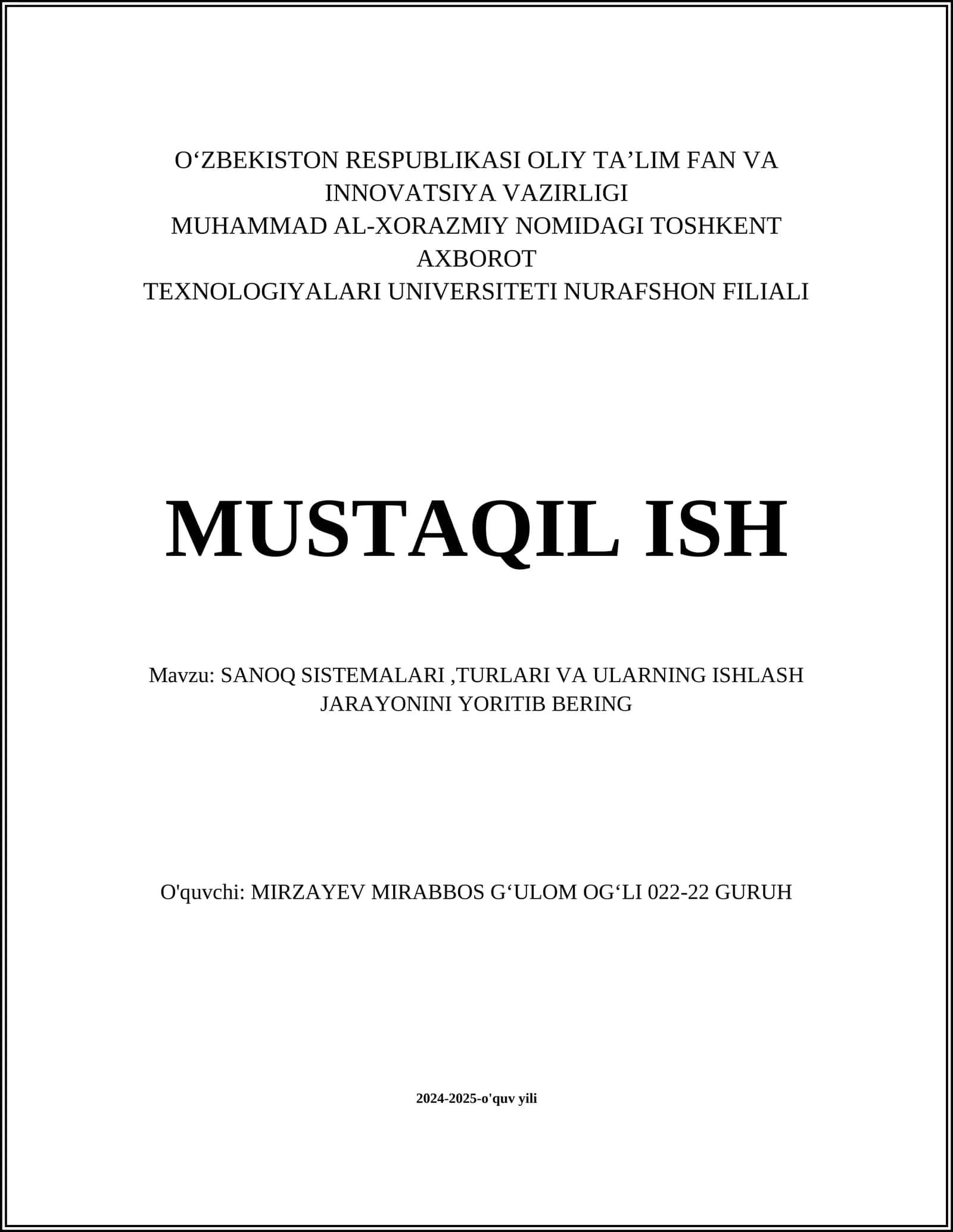 Sanoq Tizimlari 1
