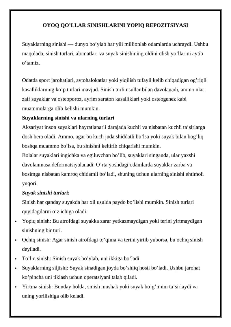 Suyaklarning sinishi 1