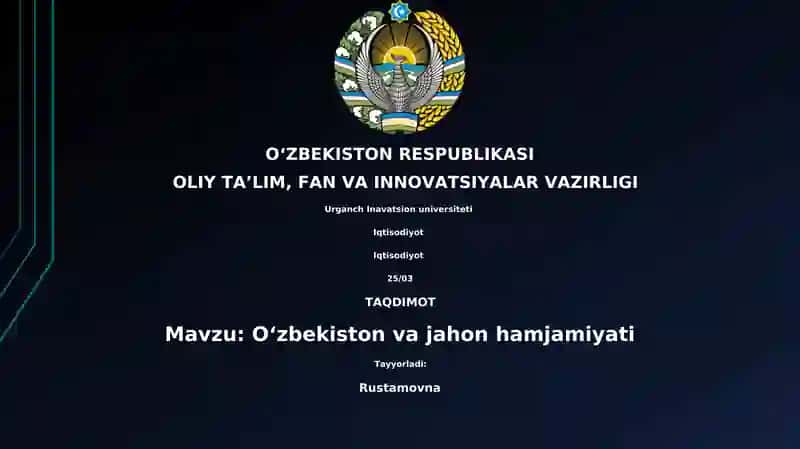 Oʻzbekiston va jahon hamjamiyati