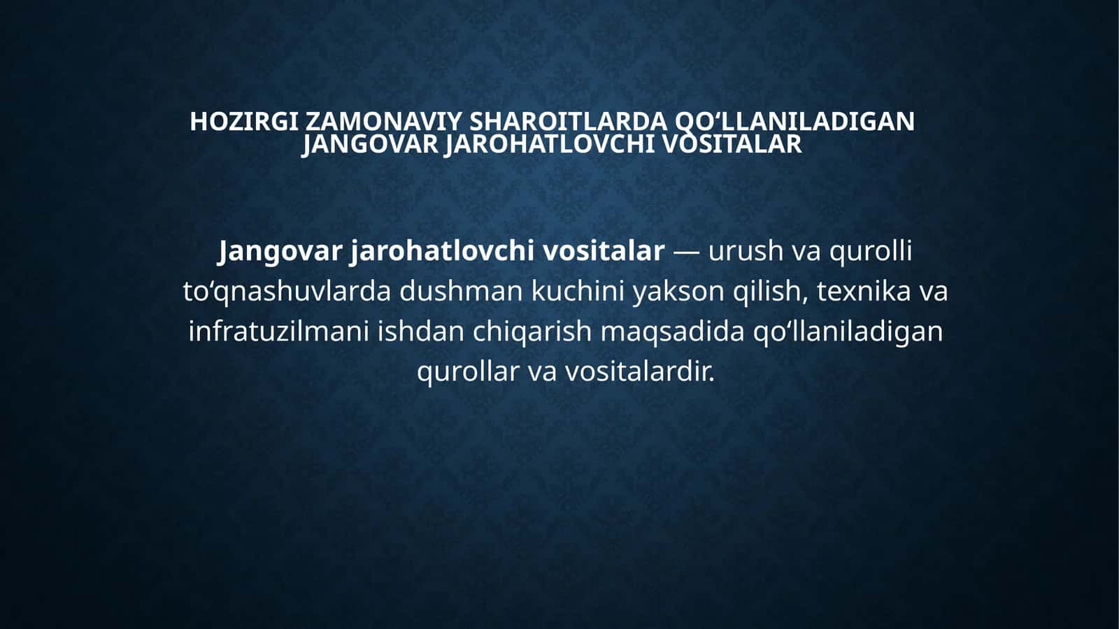 Jangovar jarohatlovchi vositalar 1
