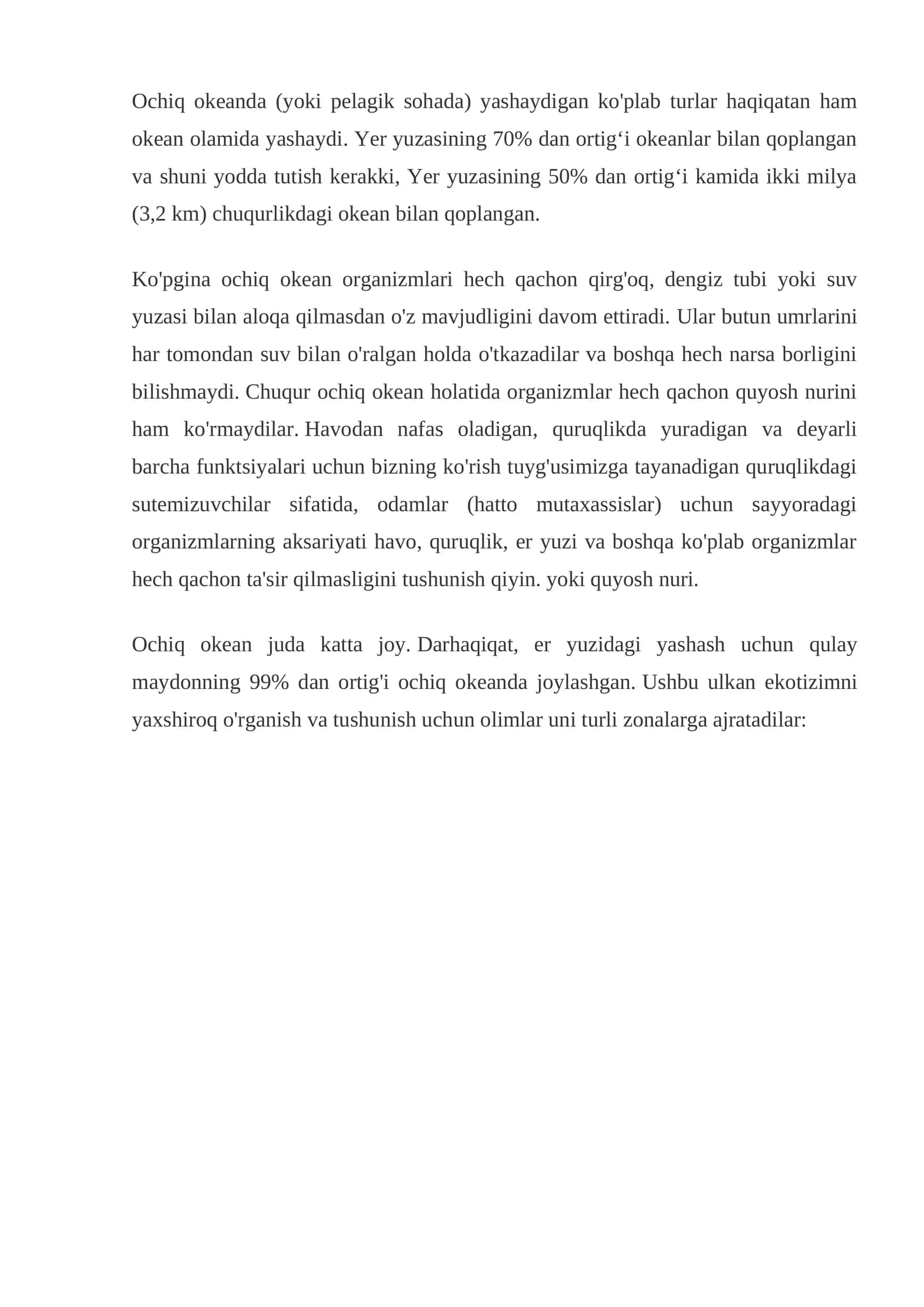Ochiq okean organizmlari 1