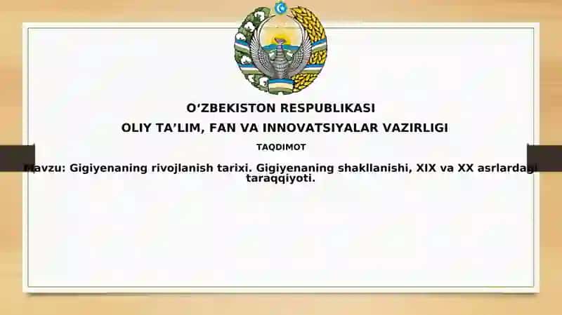 Gigiyenaning rivojlanishi tarixi