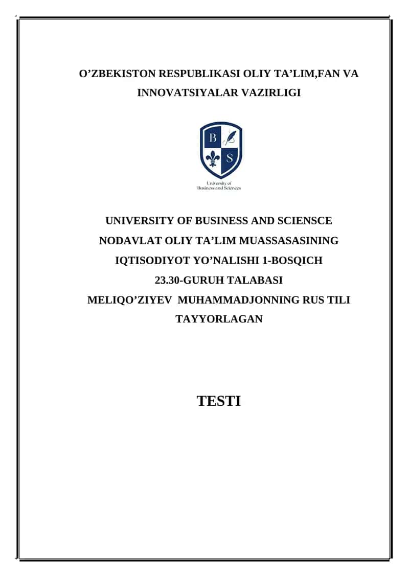 IQTISODIYOT YO’NALISHI 1-BOSQICH 1