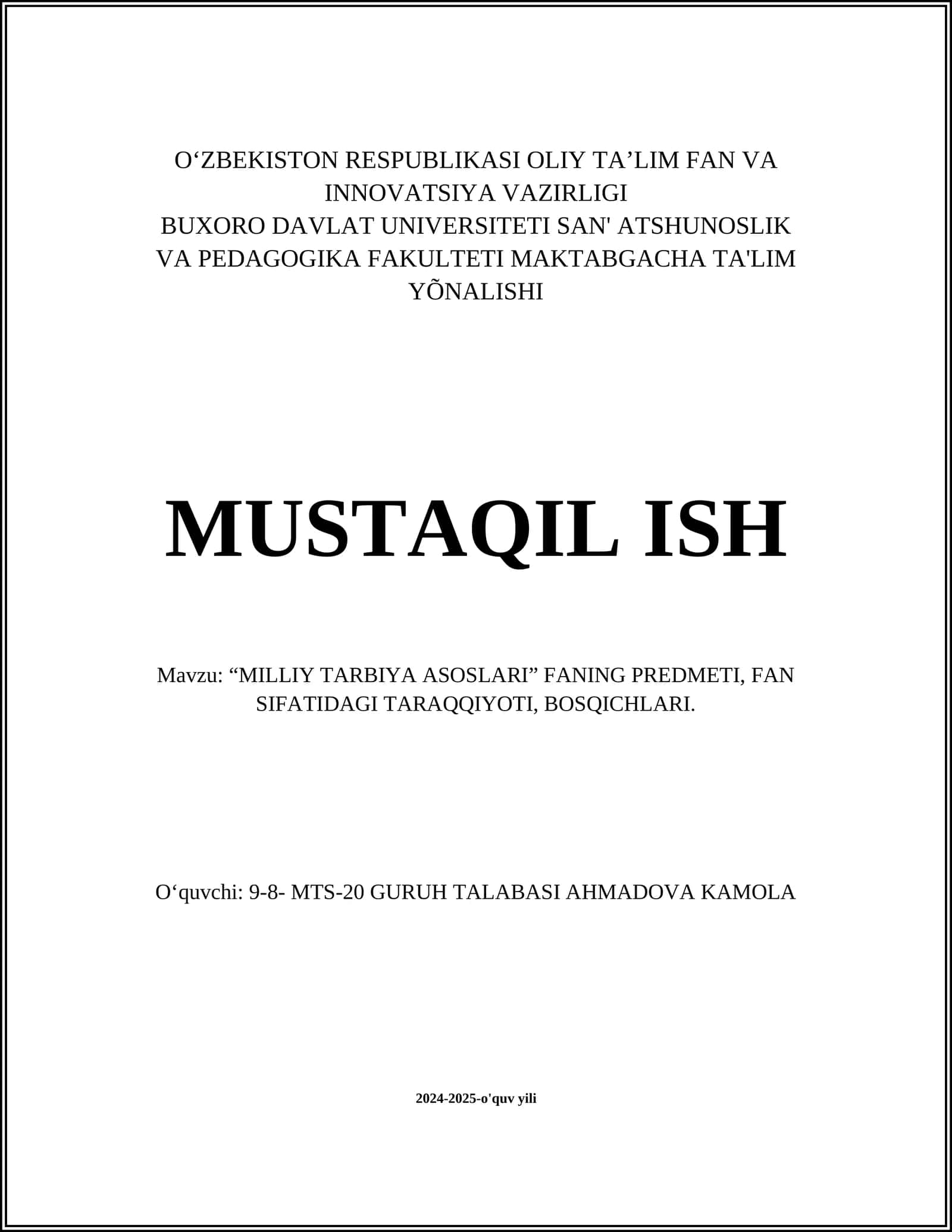 Milliy tarbiya asoslari 1