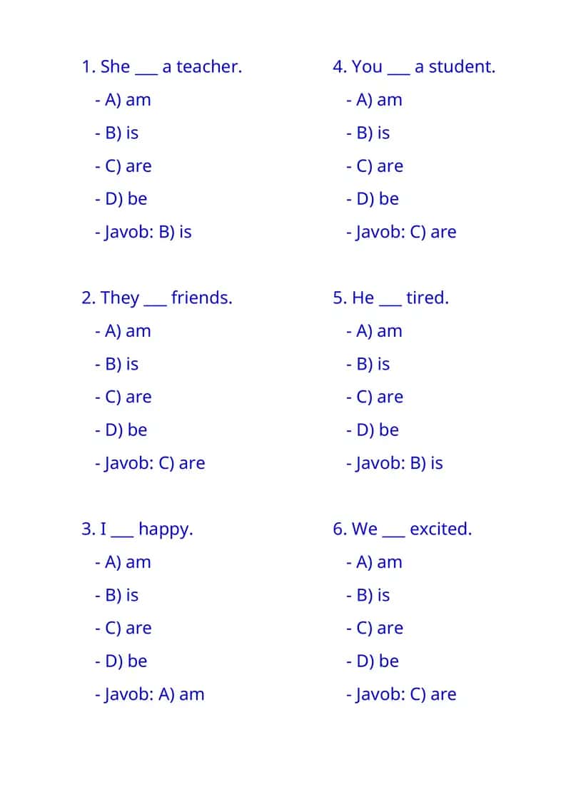 English Grammar Quiz 1