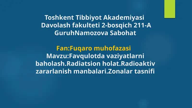 Favqulotdavaziyatlarni baholash 1