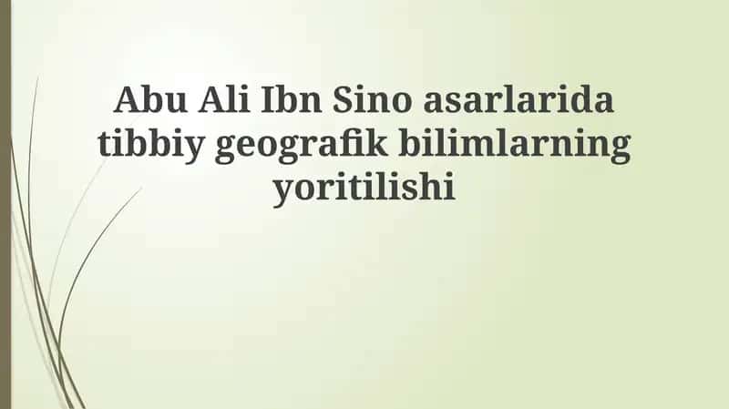 Ibn Sino va Tibbiy Geografiya 1