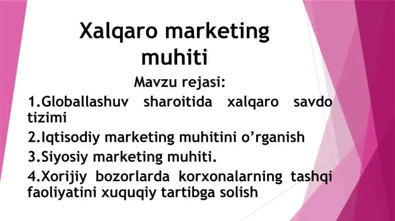 Xalqaro marketing muhiti 1