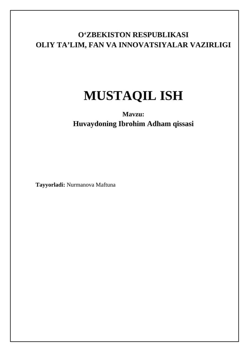 Huvaydoning Ibrohim Adham qissasi 1