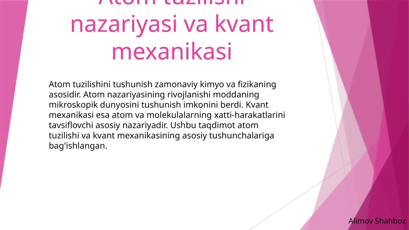 Atomtuzilishinazariyasivakvantmexanikasi 1