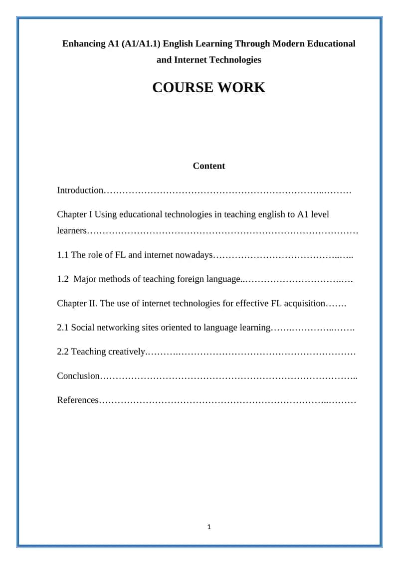 Internet technologies for English Learning 1