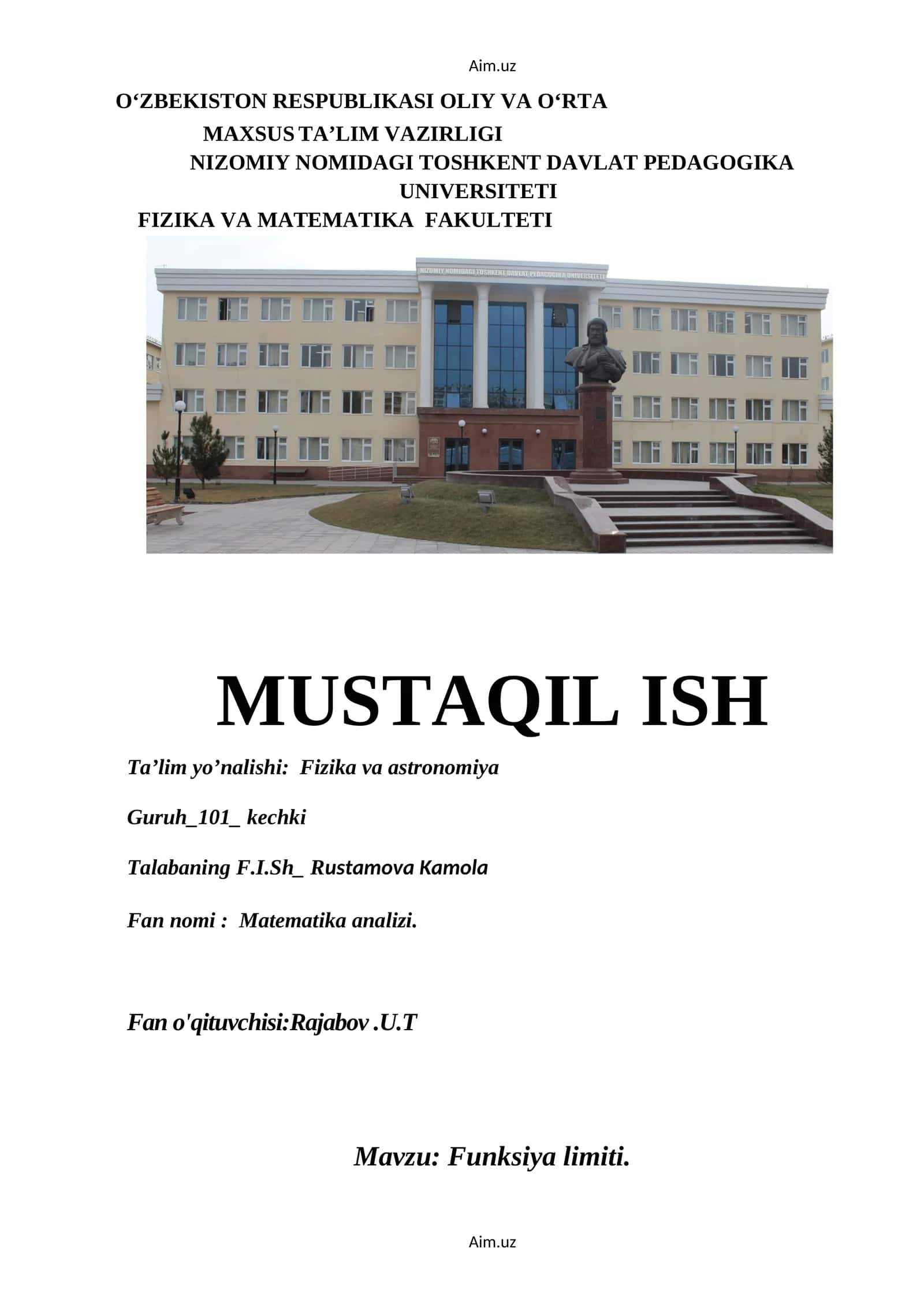 Funksiya limiti 1