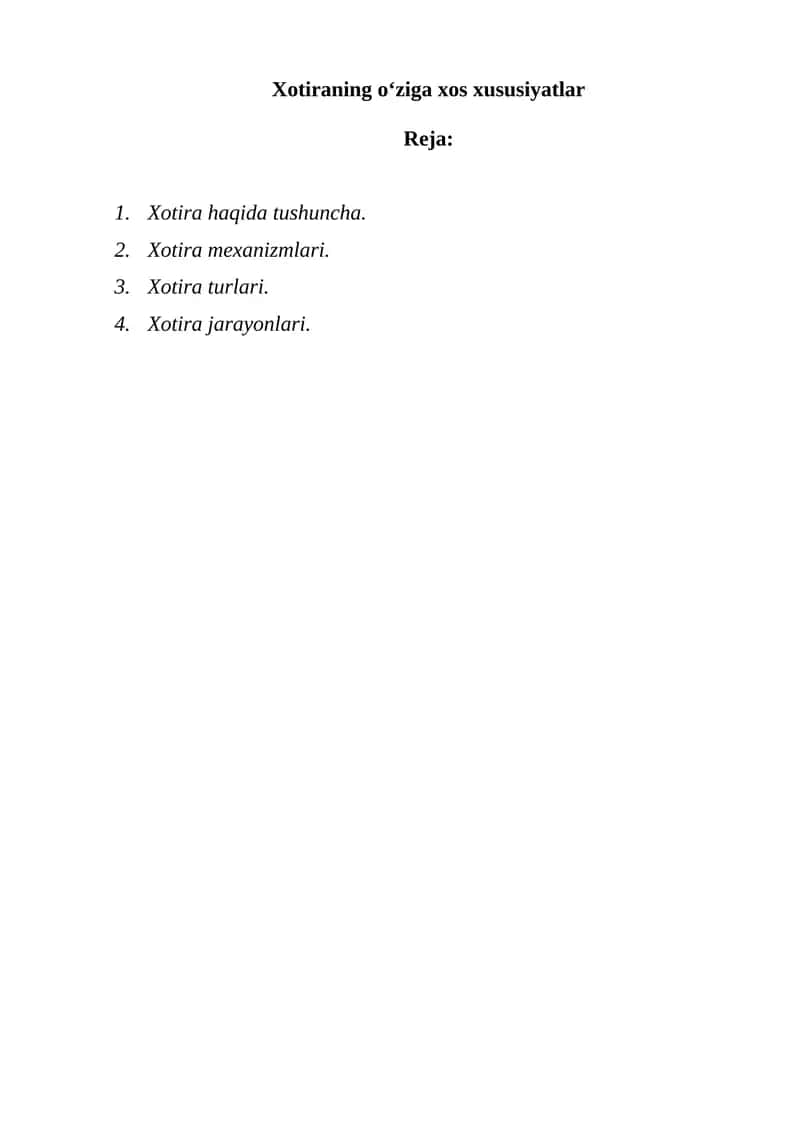 Xotira haqida tushuncha 1