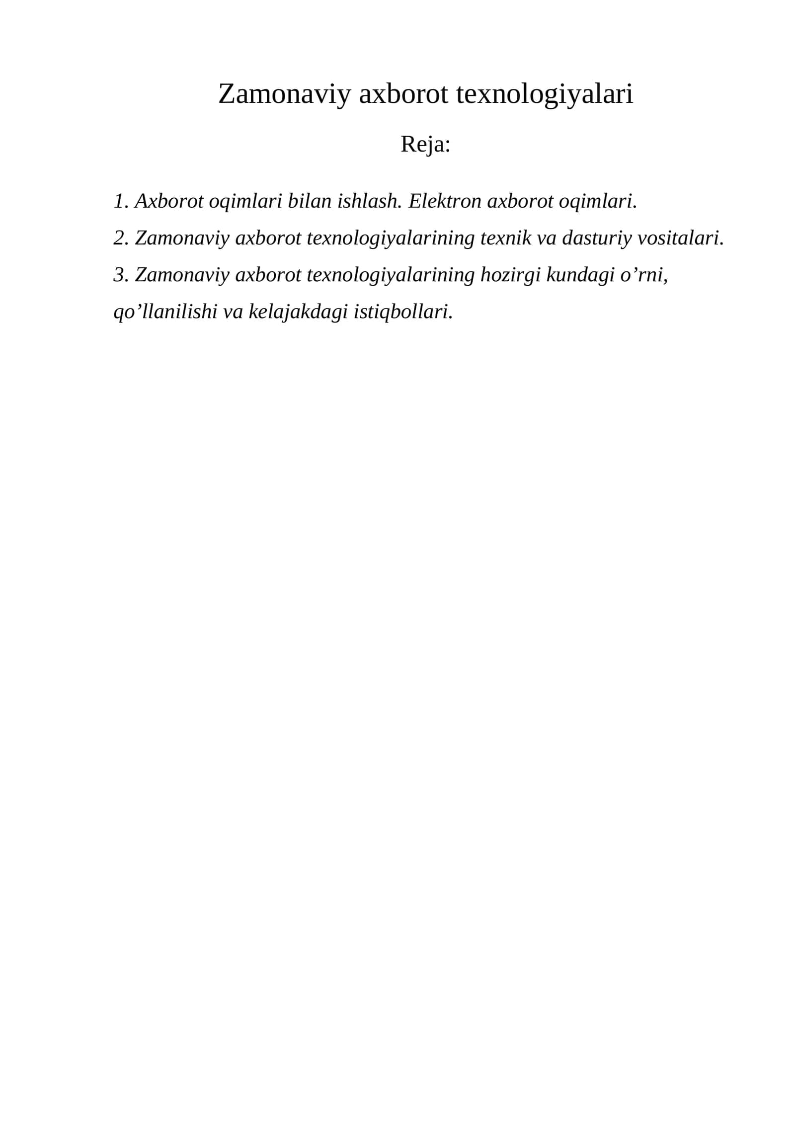 Zamonaviy axborot texnologiyalari 1