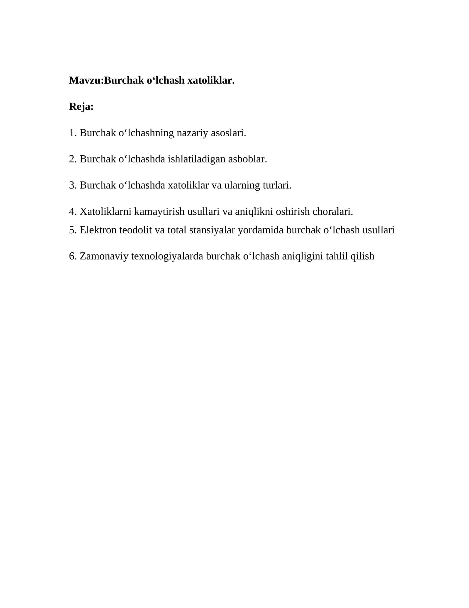 Burchak o‘lchash xatoliklar 1