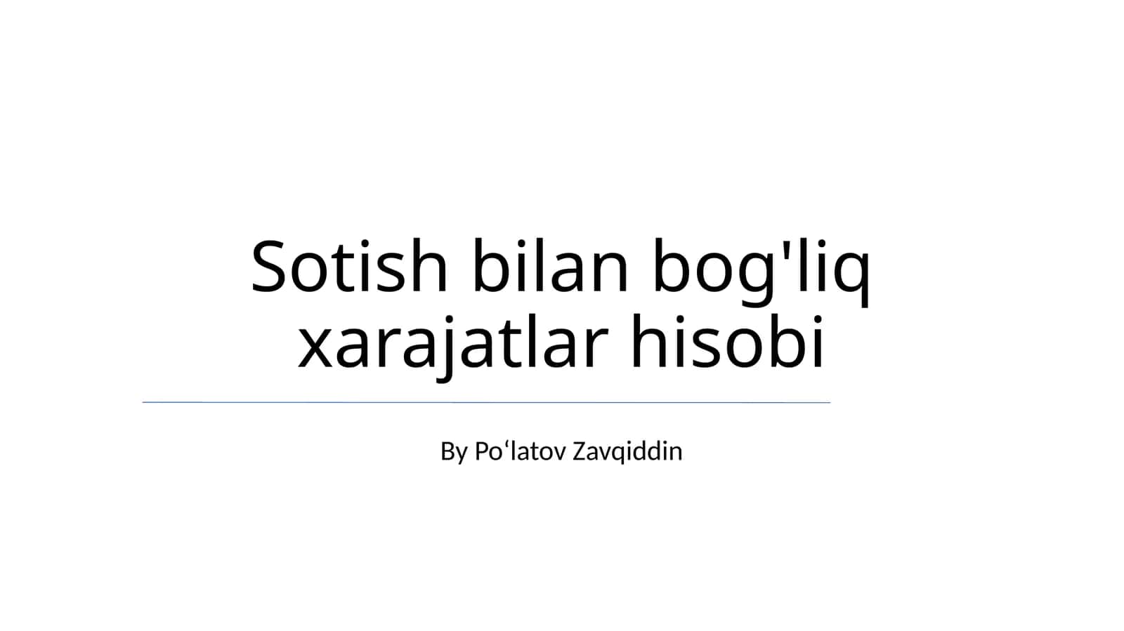 Sotish bilan bog'liq xarajatlar hisobi 1