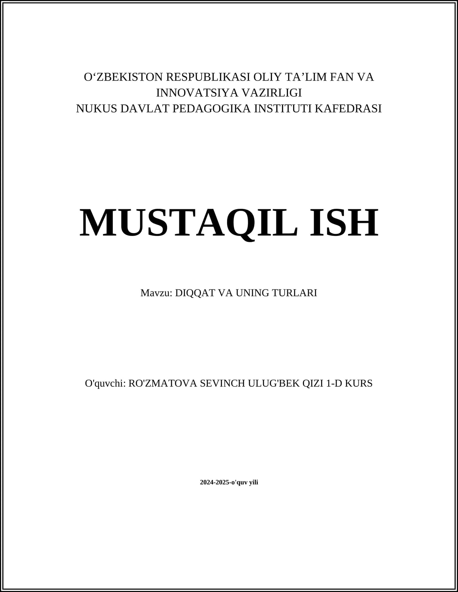 DIQQAT VA UNING TURLARI 1
