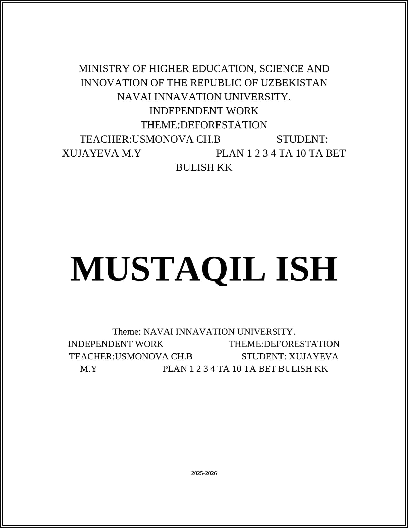 DEFORISTAION 1