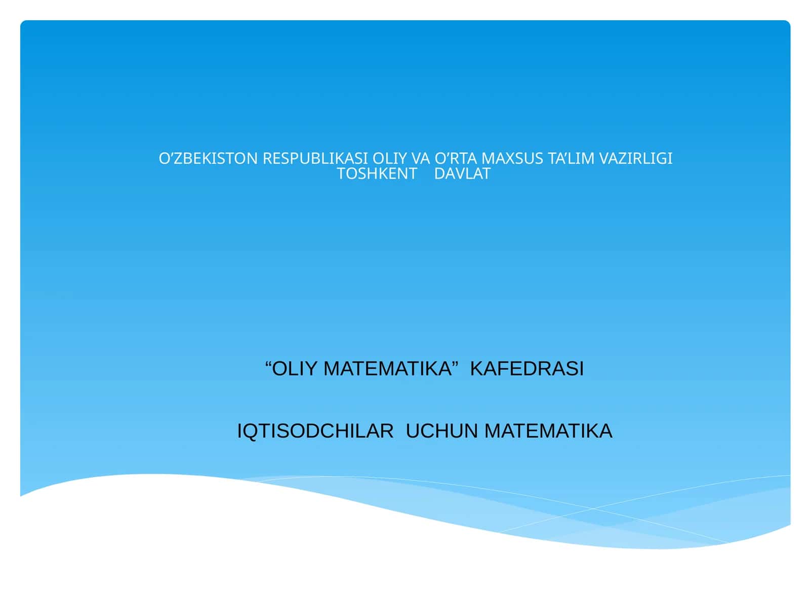 Iqtisodchilar uchun Matematika 1