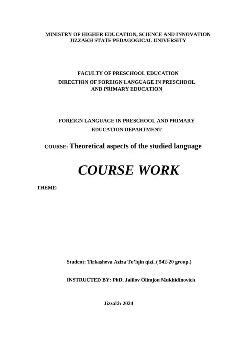 Theoretical aspects of the studied language