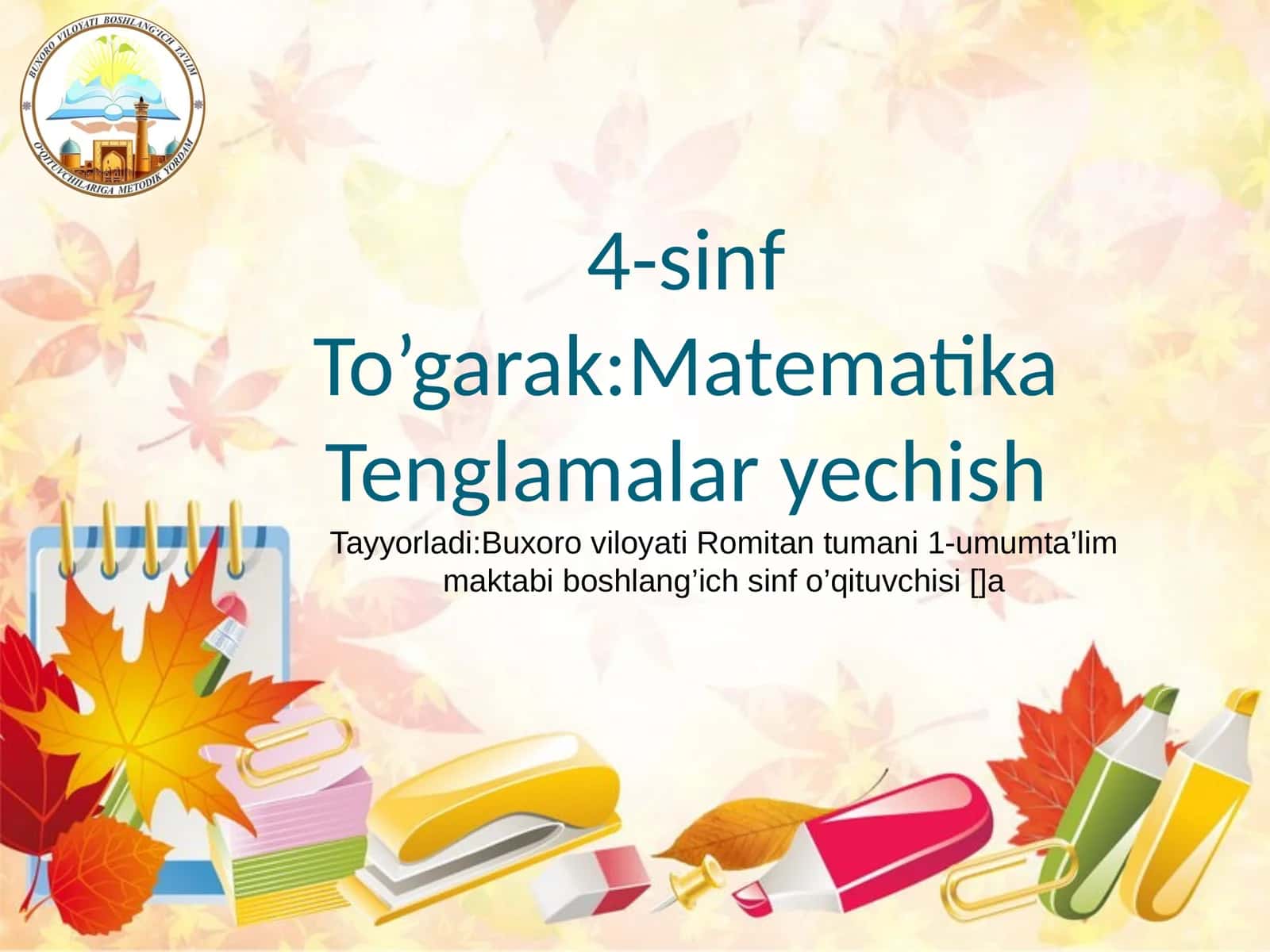 Matematika Tenglamalar yechish 1