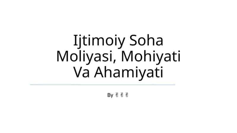 Ijtimoiy Soha Moliyasi, Mohiyati Va Ahamiyati 1