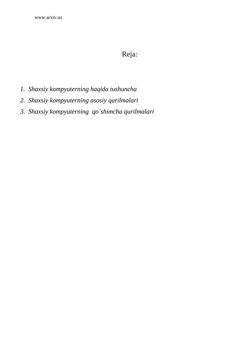 Shaxsiy kompyuterning haqida tushuncha 1